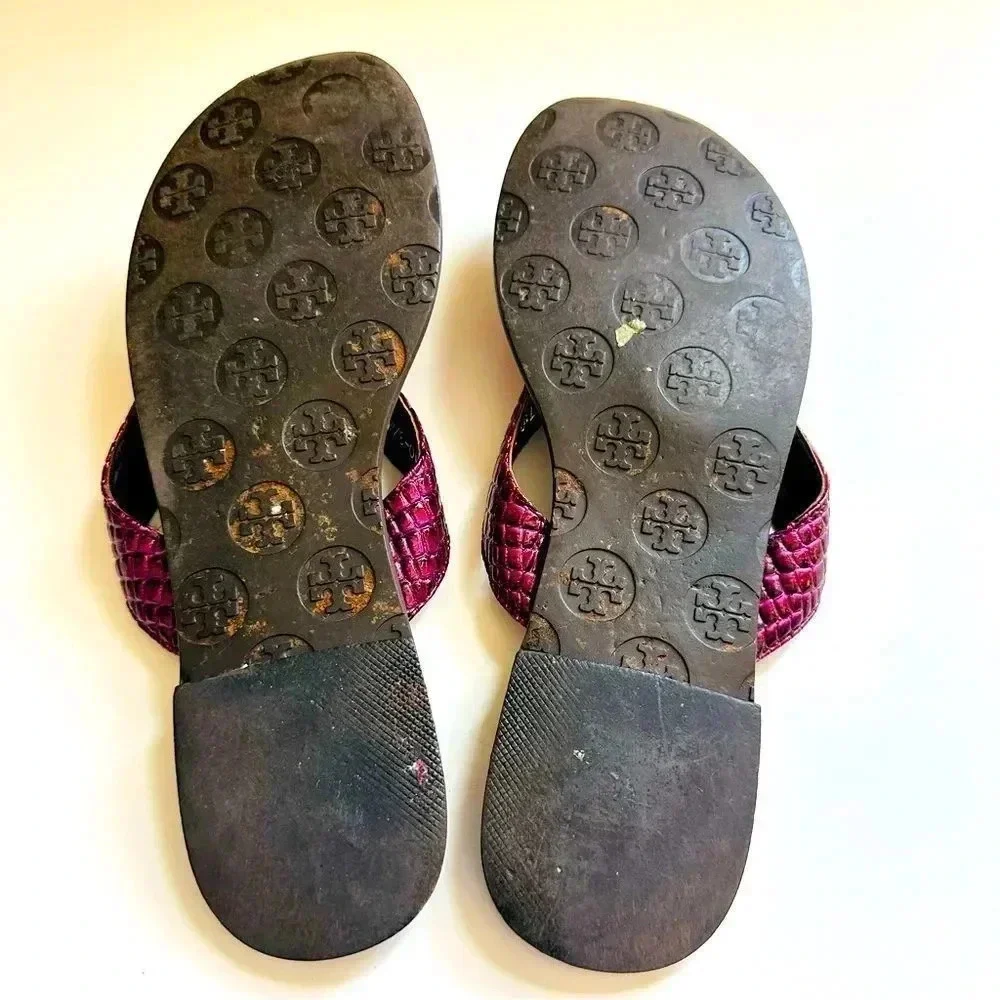 Tory Burch Embossed Leather Sandals